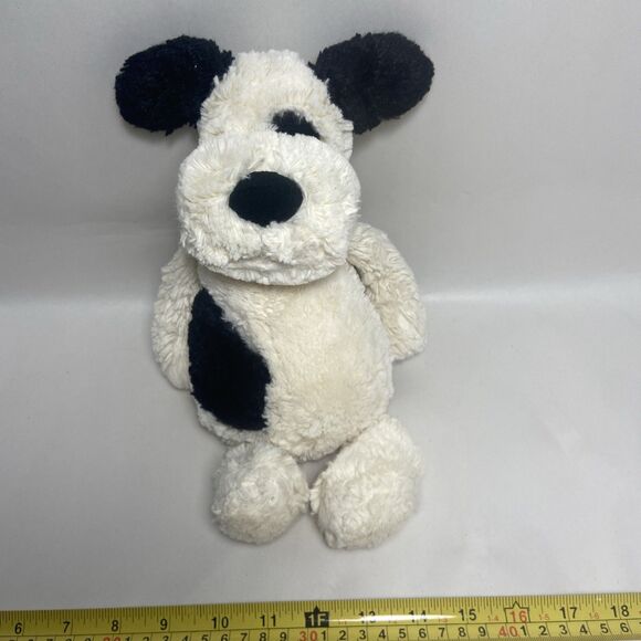 Jellycat London Bashful Cream & Black 9” Plush Puppy Dog No paper tag - Picture 7 of 8